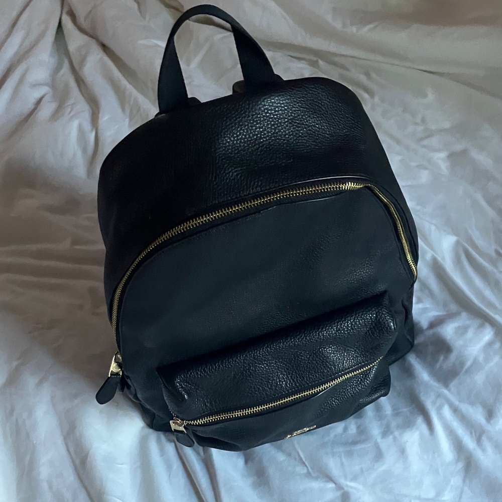 COACH. Black Leather Backpack with Gold Accents. EUC. Looks new.
